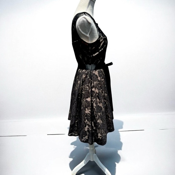 🌻B&A By Betsy & Adam Black Lace Fit and Flare Party Formal Illusion Dress sz 14 - Picture 7 of 12